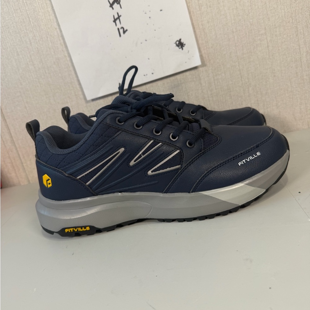 FitVille‎ Mens Wide Hiking Shoes Water Repellent Outdoor Work Shoes Size 11.5W